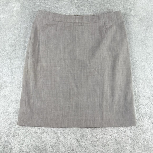 Banana Republic Skirt Womens 10 Petite Gray Wool Stretch Lined Slit Back Office - Picture 1 of 16